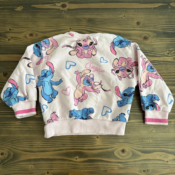 Disney Stitch Angel Sweatshirt Girls 6-7 Pink Primark Graphic Pullover - Picture 4 of 5